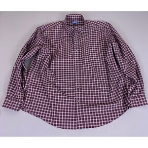 Croft & Barrow Flannel Shirt Mens XXL Maroon Plaid Button Down Shirt Long Sleeve